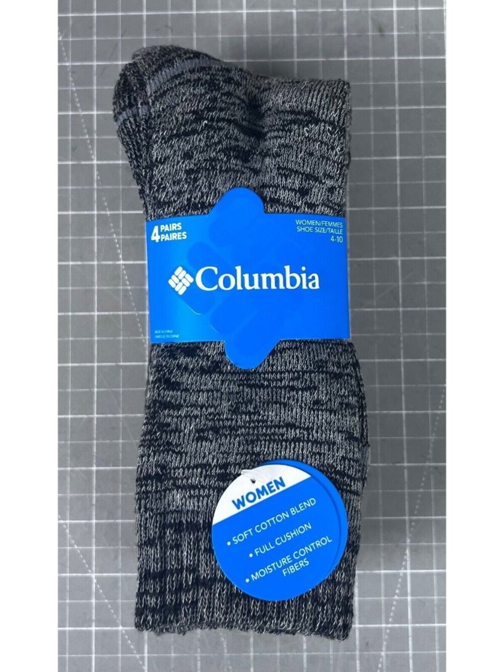 Columbia Women’s 4-Pack Spacedyed Crew Socks Shoe Size 4-10 Soft Cotton Blend